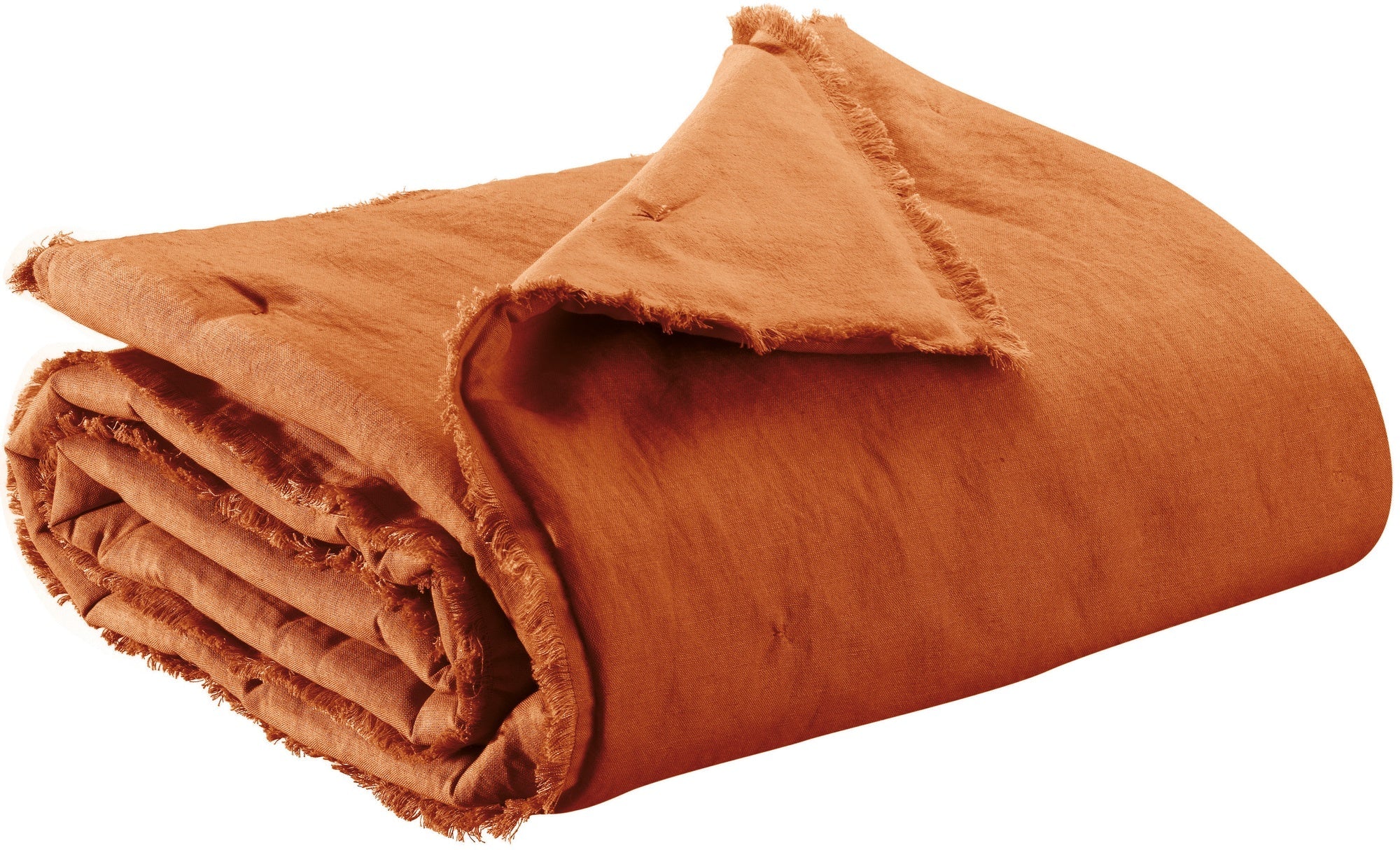 plaid tinta unita laly rame, colore rame, taglia 135 x 200. plaid piegato in vista frontale su fondo bianco, perfetto per...