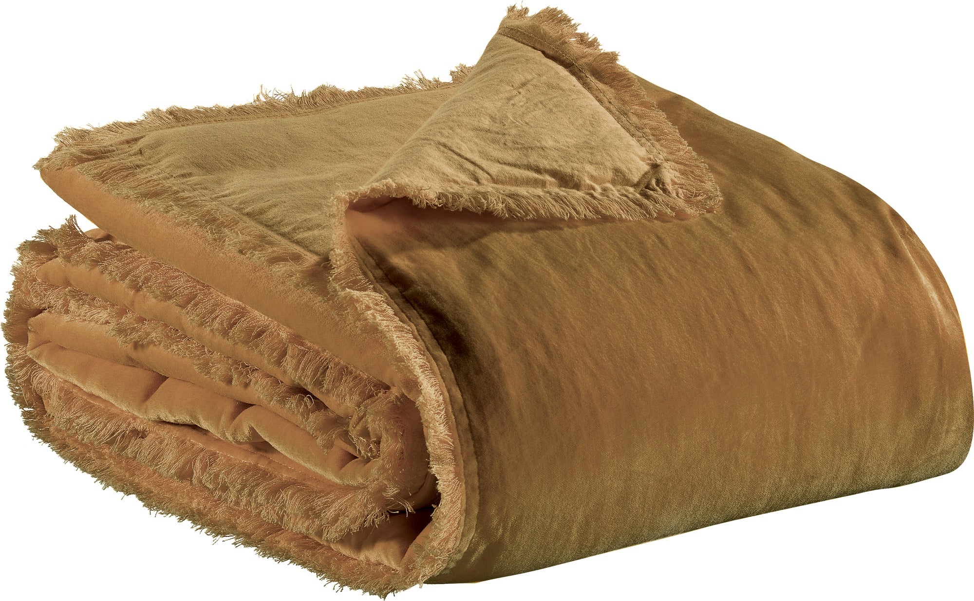 plaid tinta unita fara bronzo, colore bronzo, taglia 135 x 200. plaid piegato in vista frontale su fondo bianco, perfetto...