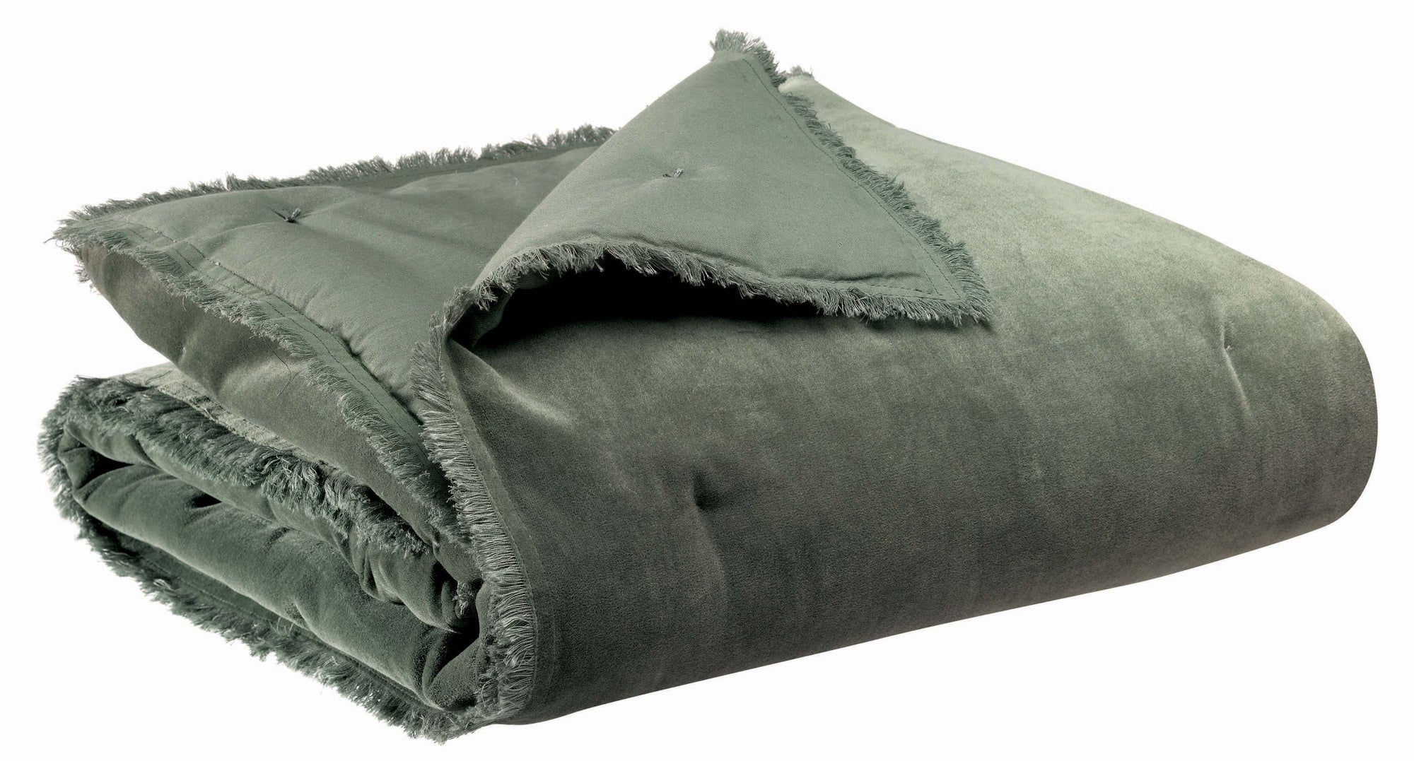 plaid tinta unita fara timo, colore timo, taglia 135 x 200. plaid piegato in vista frontale su fondo bianco, perfetto per...