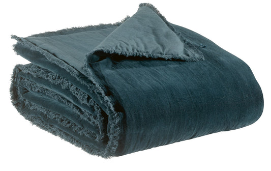 plaid tinta unita fara pavone, colore pavone, taglia 135 x 200. plaid piegato in vista frontale su fondo bianco, perfetto... 2000