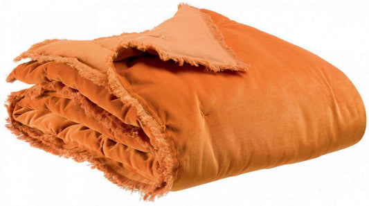 plaid tinta unita fara ambra, colore ambra, taglia 135 x 200. plaid piegato in vista frontale su fondo bianco, perfetto per... 1707