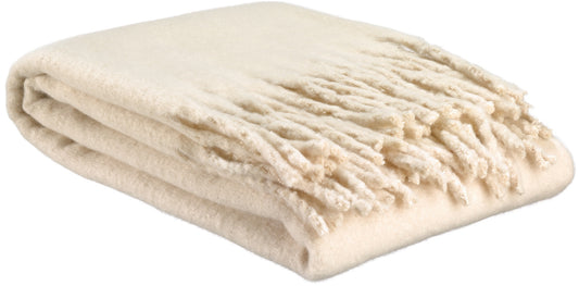 plaid tinta unita riciclato isabel neve, colore neve, taglia 130 x 160. plaid piegato in vista frontale su fondo bianco,...