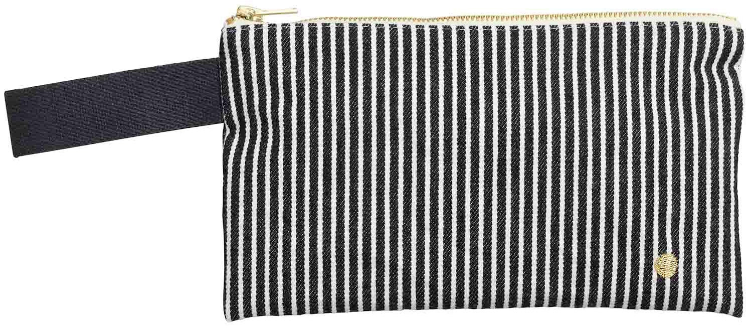 pochette con manico basile caviale, colore caviale, taglia 14 x 24. dettaglio del prodotto da bagno