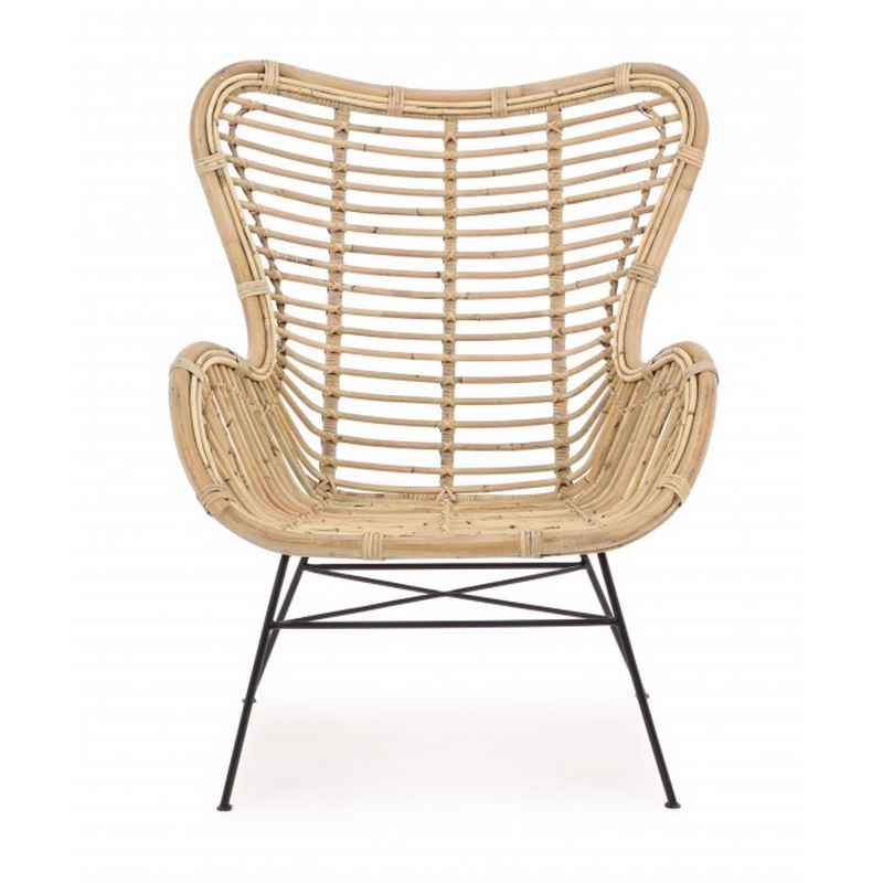 poltrona casilda in rattan, vista ambientata in terrazzo, giardino o veranda
