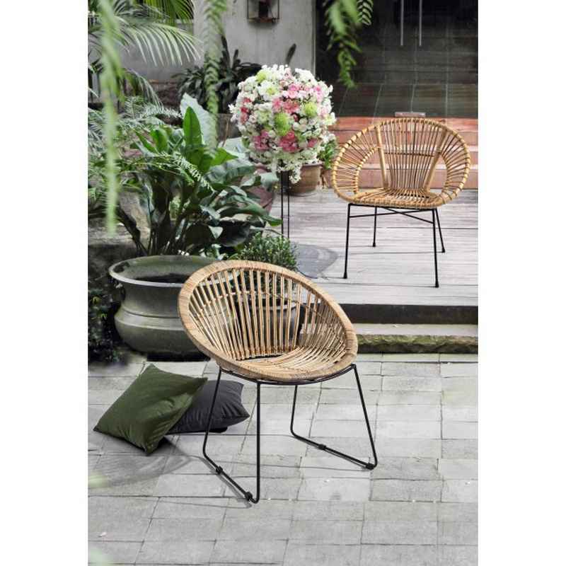 poltroncina cayes naturale, struttura in alluminio, rattan o legno trattato