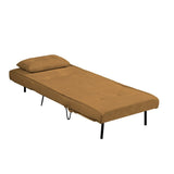 poltrona letto quarzo senza braccioli colore mostarda con piedini in metallo, stile contemporaneo con braccioli comodi e seduta avvolgente