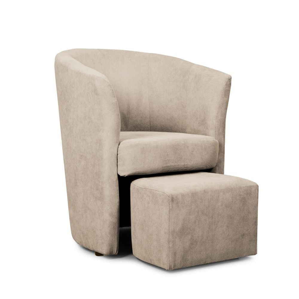 djerba tessuto crema soro 23 con pouf estraibile, dettaglio del rivestimento in tessuto o velluto