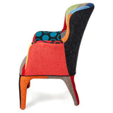 poltrona pigalle imbottita patchwork, vista ambientata in soggiorno o angolo lettura