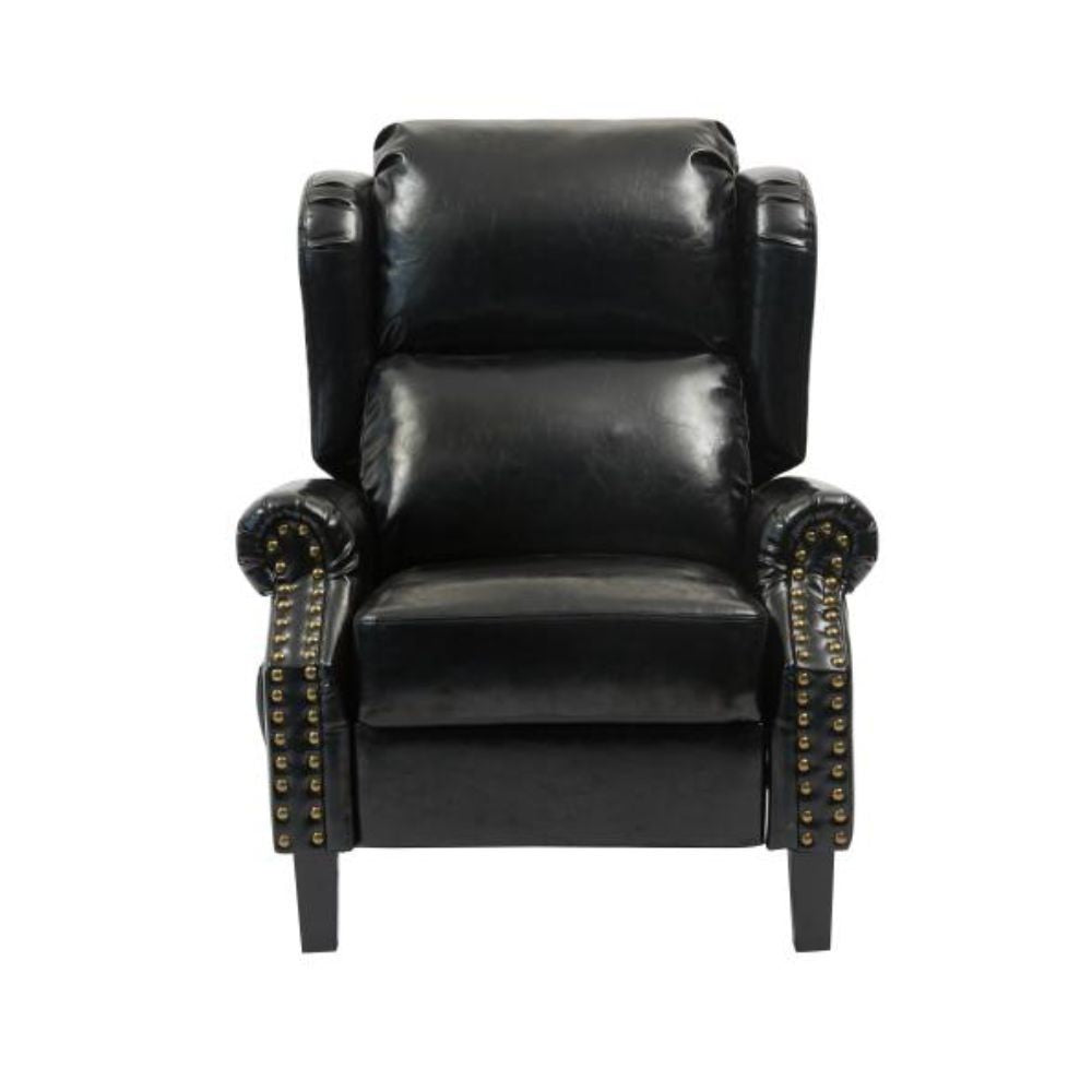 poltrona wing recliner 6 punti massaggianti in ecopelle colore nero, perfetta per momenti di riposo o lettura