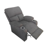 poltrona recliner manuale ninetta con portabicchieri in microfibra nero, perfetta per momenti di riposo o lettura