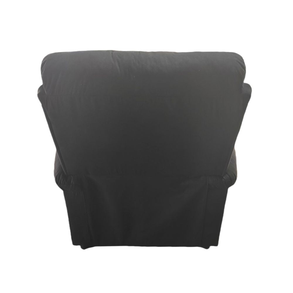 poltrona recliner manuale ninetta con portabicchieri in microfibra nero, supporto lombare ergonomico per il massimo comfort