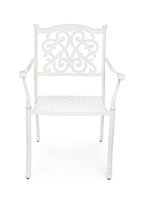 Set di 4 sedie con braccioli IVREA in alluminio bianco