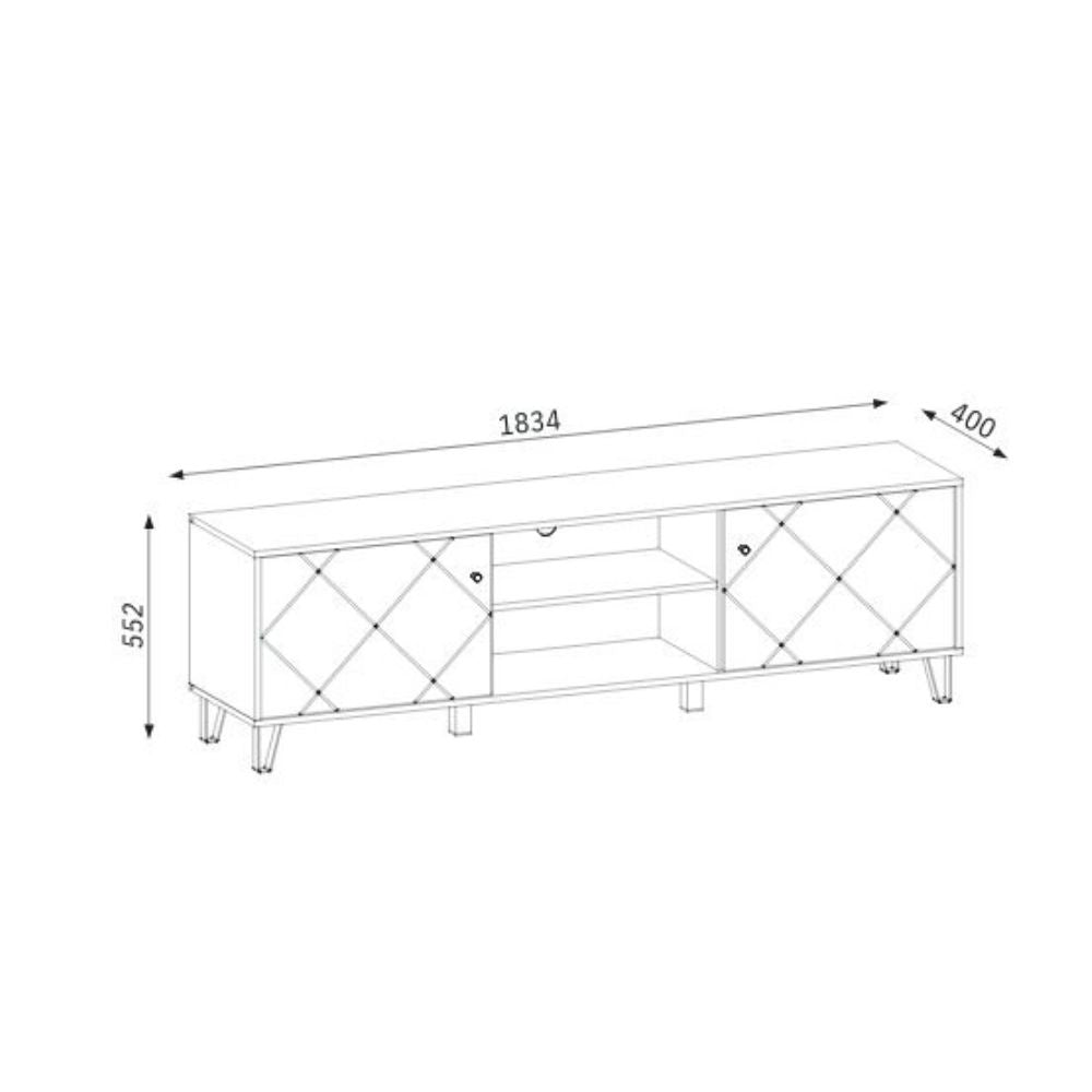 porta tv bollo 2 colore rovere e bianco, ideale per organizzare console, decoder e accessori