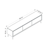 porta tv mandy con 3 ante colore bianco e piedini neri, linee minimal per un arredo contemporaneo