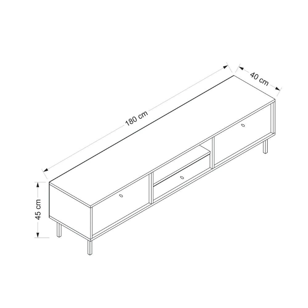 porta tv lida con 3 ante e 1 nicchia a giorno colore antracite e struttura rovere, linee minimal per un arredo contemporaneo