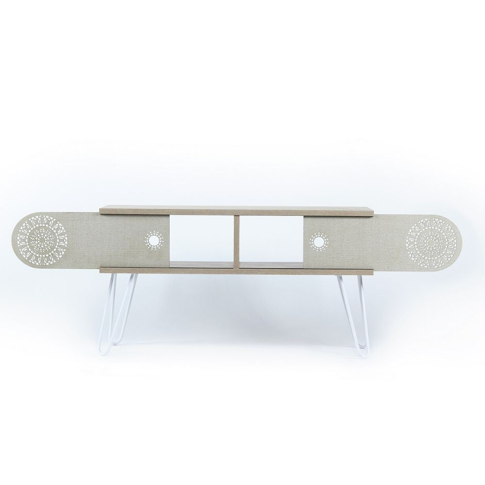 porta tv illia rovere 106x30x48h mt190122, design elegante per integrare tecnologia e stile