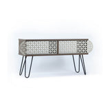 porta tv illia noce 106x30x48h mt190111, dettaglio delle ante e finiture in legno naturale