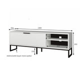 porta tv way bianco con dettagli ghisa, design elegante per integrare tecnologia e stile