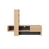 mobile porta tv troya rovere antracite con anta a ribalta, supporto stabile per TV di grandi dimensioni