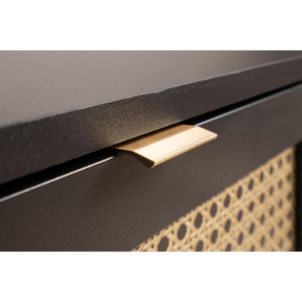 porta tv vienna56a 2 ante e vano a giorno nero con frontali effetto vimini, linee minimal per un arredo contemporaneo