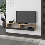 mobile porta tv sospeso francy rovere antracite ante a ribalta 135x31.7x25 cm., vista ambientata in soggiorno o zona living