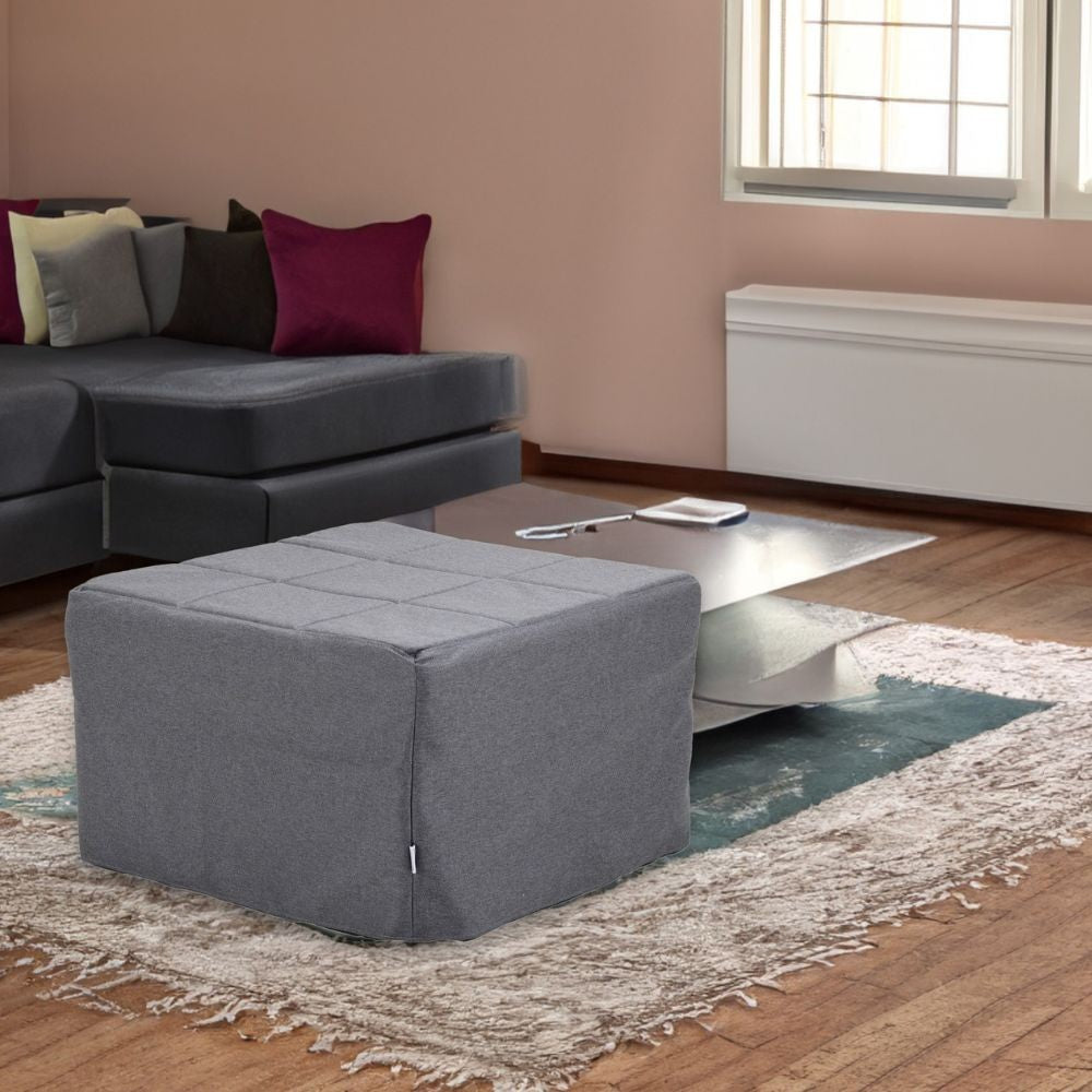 pouf letto singolo pieghevole vega tessuto colore grigio, pouf imbottito in tessuto o velluto con seduta confortevole