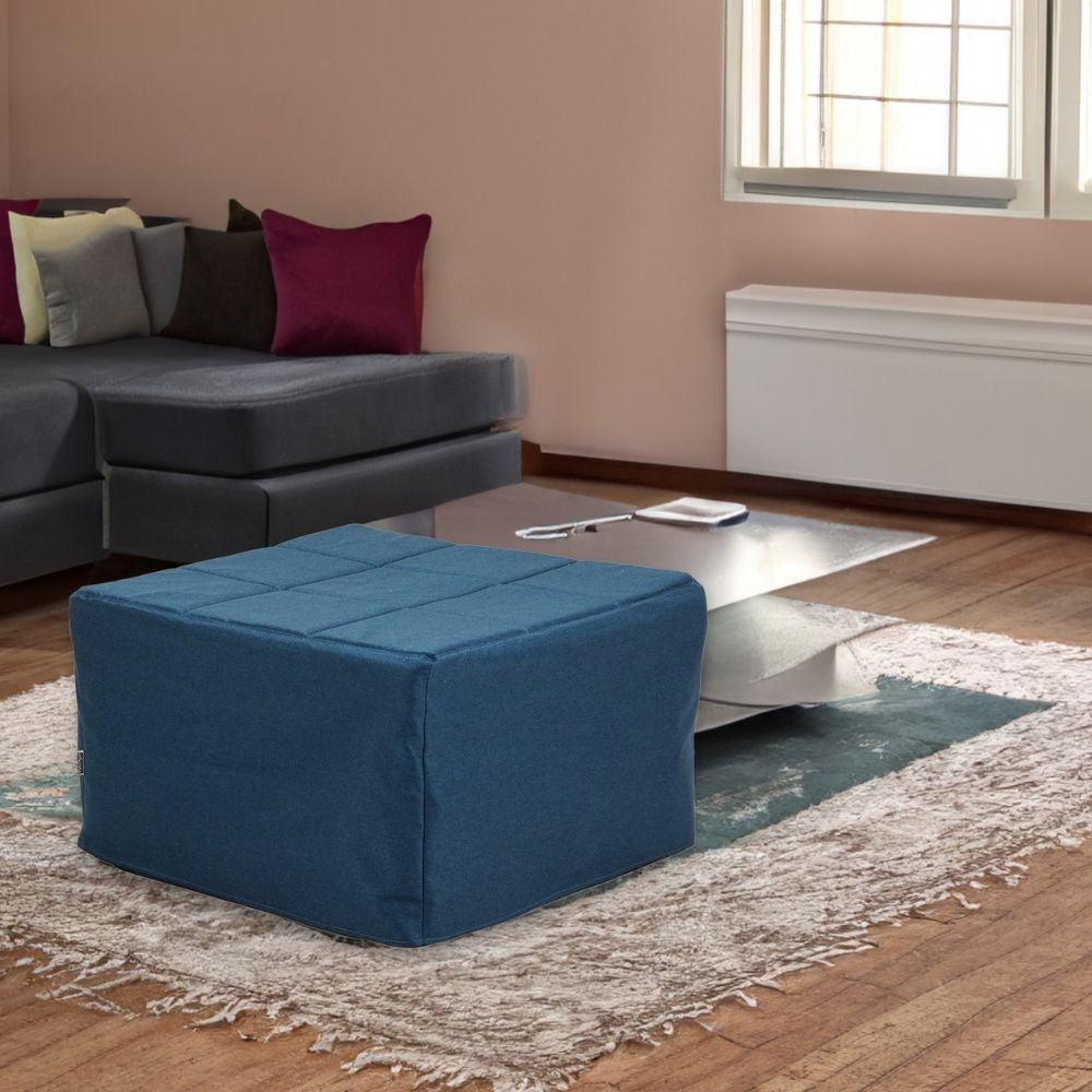 pouf letto singolo pieghevole vega tessuto colore blu, pouf imbottito in tessuto o velluto con seduta confortevole