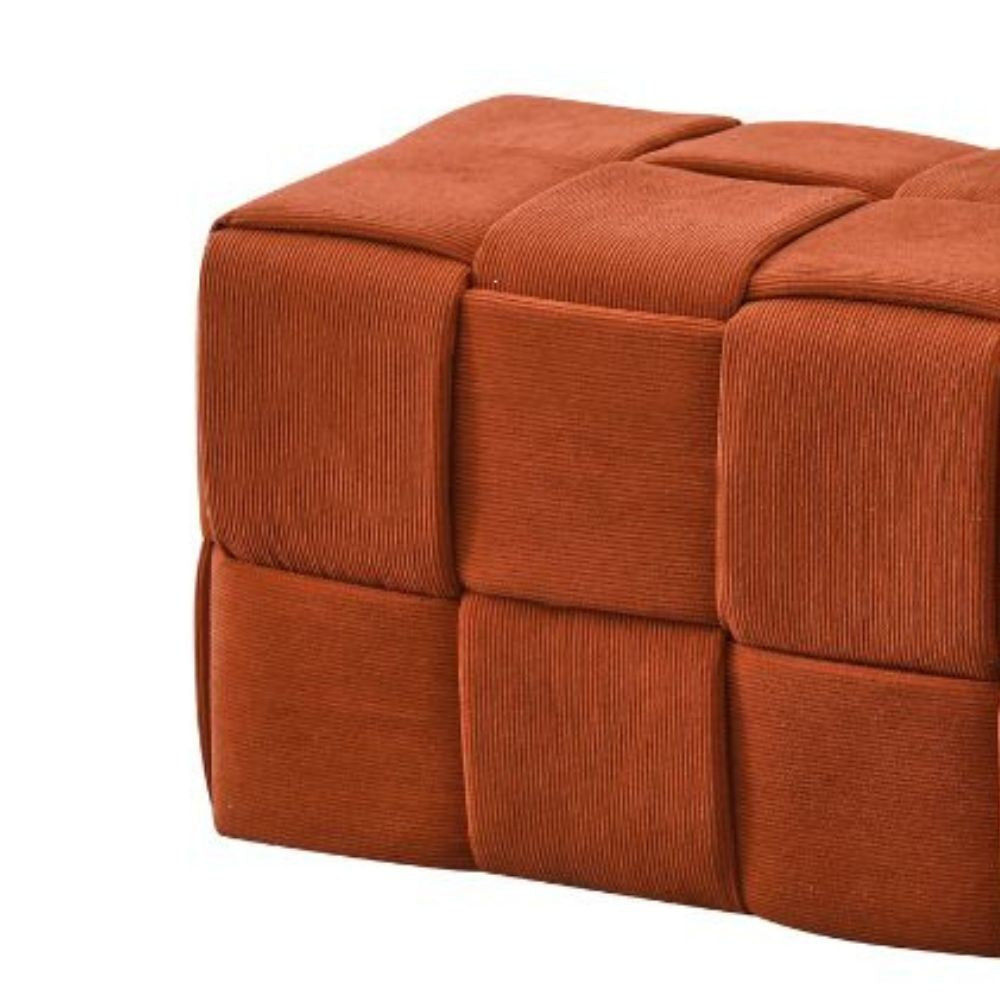 pouf den rettangolare effetto intrecciato colore ruggine, pouf contenitore pratico per riporre oggetti e accessori