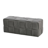 pouf den rettangolare effetto intrecciato colore grigio, complemento d’arredo ideale per soggiorno o camera