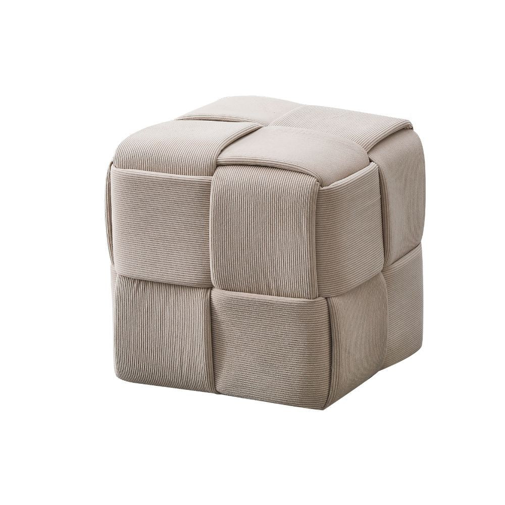 pouf den quadrato effetto intrecciato colore tortora, complemento d’arredo ideale per soggiorno o camera