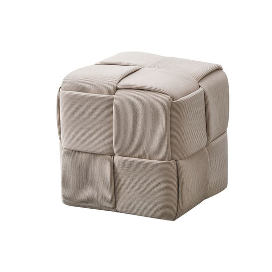pouf den quadrato effetto intrecciato colore tortora, complemento d’arredo ideale per soggiorno o camera