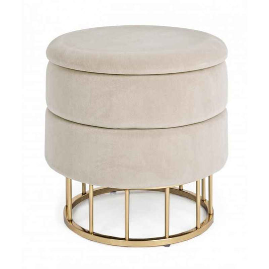 pouf contenitore pavlina beige, pouf imbottito in tessuto o velluto con seduta confortevole