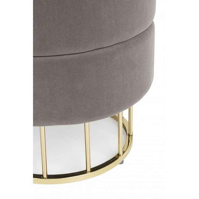 pouf contenitore pavlina grigio scuro, dettaglio delle cuciture e materiali di rivestimento