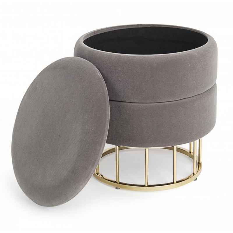 pouf contenitore pavlina grigio scuro, pouf contenitore pratico per riporre oggetti e accessori