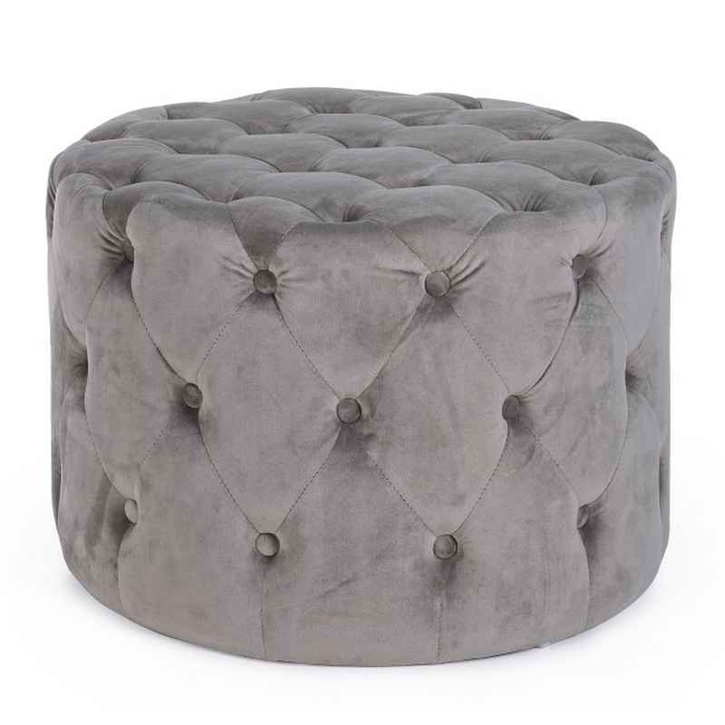 pouf lorella grigio, pouf imbottito in tessuto o velluto con seduta confortevole