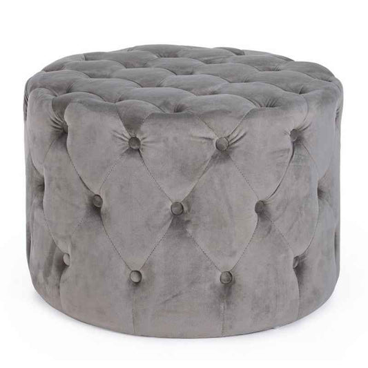 pouf lorella grigio, pouf imbottito in tessuto o velluto con seduta confortevole