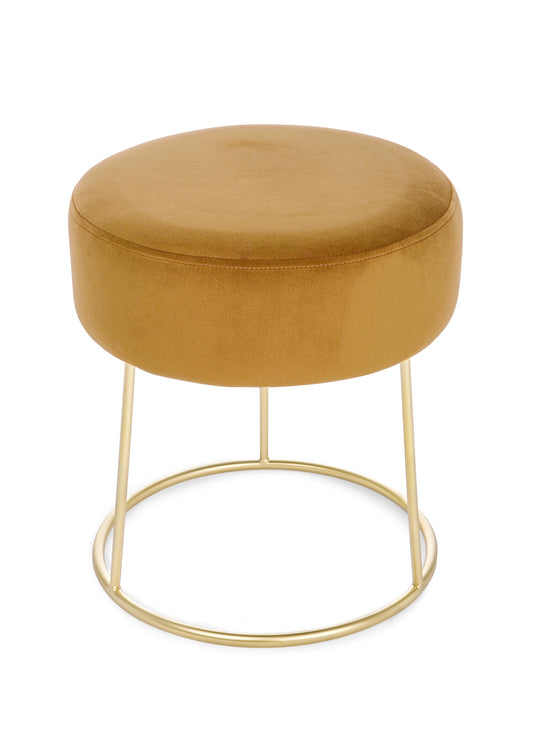 pouf clarissa in velluto senape, pouf imbottito in tessuto o velluto con seduta confortevole