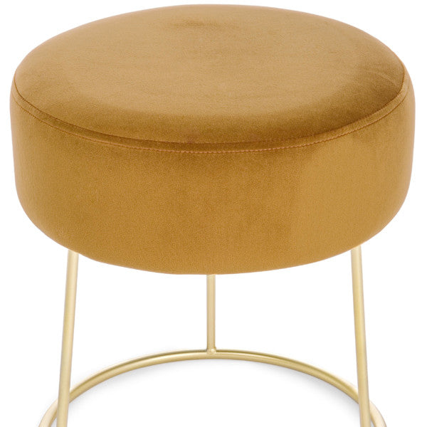 pouf clarissa in velluto senape, complemento d’arredo ideale per soggiorno o camera