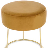 pouf clarissa in velluto senape, complemento d’arredo ideale per soggiorno o camera