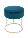 pouf clarissa in velluto blu, pouf imbottito in tessuto o velluto con seduta confortevole