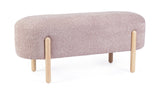 Panca DAYLA in tessuto effetto bouclé rosa antico e gambe in legno rubberwood