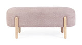 Panca DAYLA in tessuto effetto bouclé rosa antico e gambe in legno rubberwood