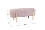 Panca DAYLA in tessuto effetto bouclé rosa antico e gambe in legno rubberwood