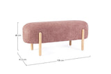 Panca DAYLA in tessuto effetto bouclé rosa scuro e gambe in legno rubberwood