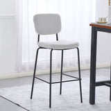 sgabello juno in tessuto colore grigio chiaro e struttura in metallo nero, prodotto visto frontalmente