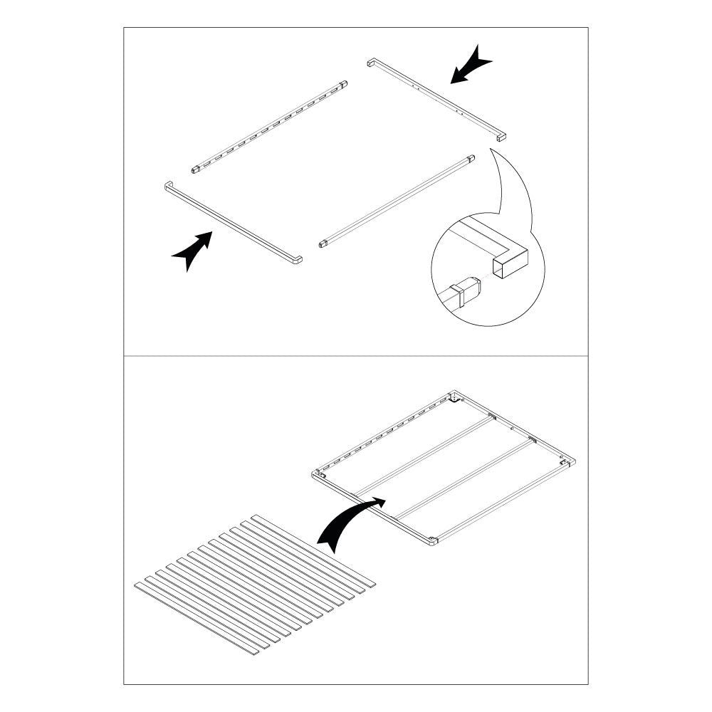 rete matrimoniale a doghe retekit160 con piedini h35 cm., struttura letto matrimoniale per massimo comfort