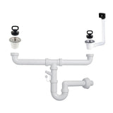 sifone a 2 vie con attacco lavastoviglie con piletta 2'', rubinetto visto frontalmente