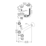 sifone per lavelli a 1 via con pilettone eco con attacco lavastoviglie, accessorio per cucina o bagno moderno