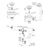 sifone per lavelli a 2 vie con pilettone eco con attacco lavastoviglie, accessorio per cucina o bagno moderno