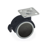 ruota pivotante con freno diametro 50 nera, ruote per mobili viste frontalmente